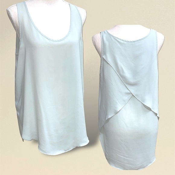 Banana Republic Layer Back Blousy Tank Dusty Teal Mint Green Lightweight Tiers - Picture 1 of 12